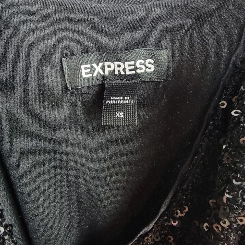 Express Womens Sequin V Neck Tie Waist Wide Leg Jumpsuit Size XS Black - Picture 15 of 16